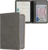 Housse kwmobile pour certificat d'immatriculation et permis de conduire - Etui avec porte-carte en gris foncé - Housse en imitation suède