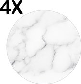 BWK Luxe Ronde Placemat - Wit - Marmer - Achtergrond - Set van 4 Placemats - 40x40 cm - 2 mm dik Vinyl - Anti Slip - Afneembaar