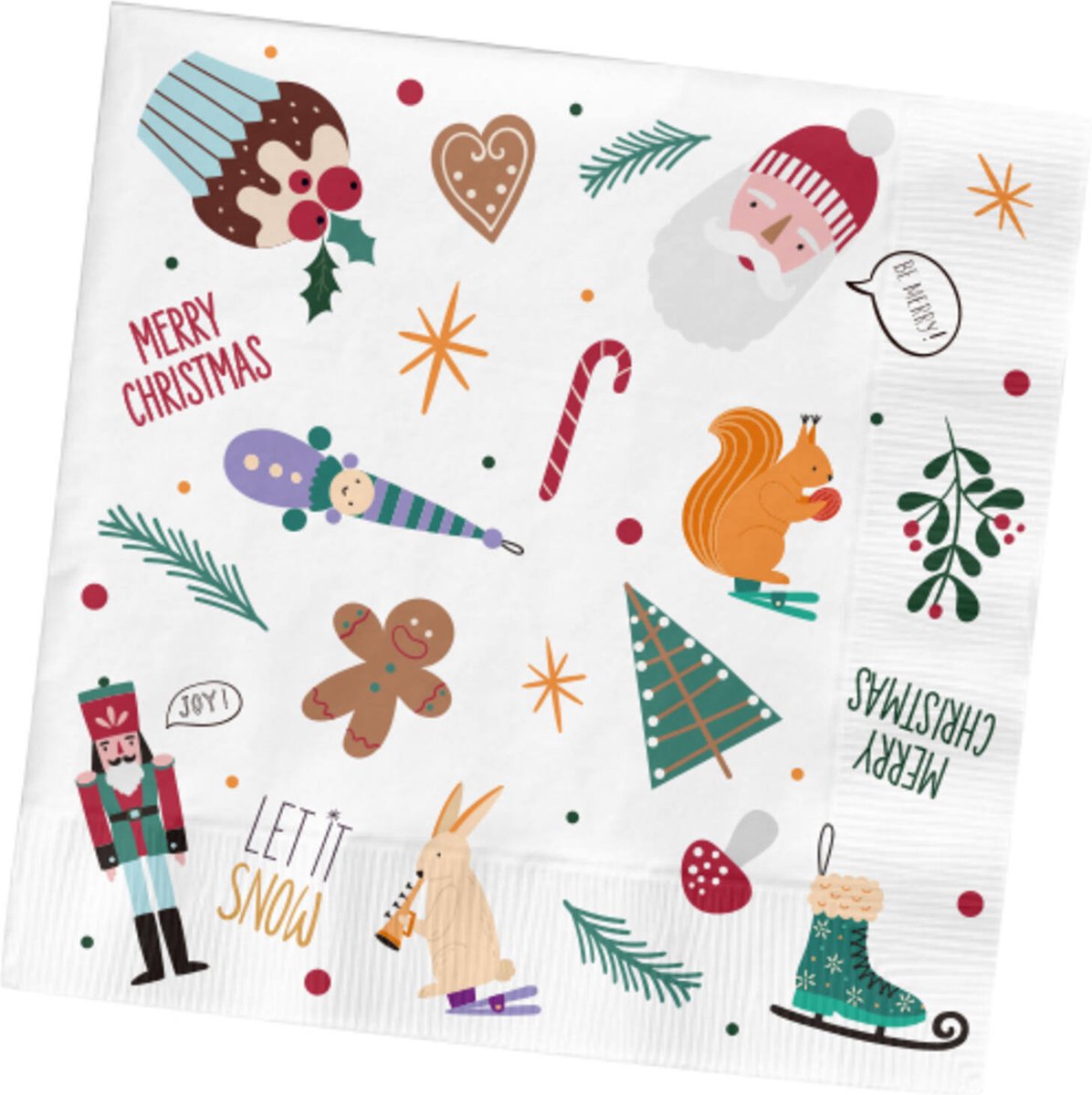 Folat - Servetten - Kerstsymbolen - Holly Jolly - 33 x 33 cm - 20 stuks