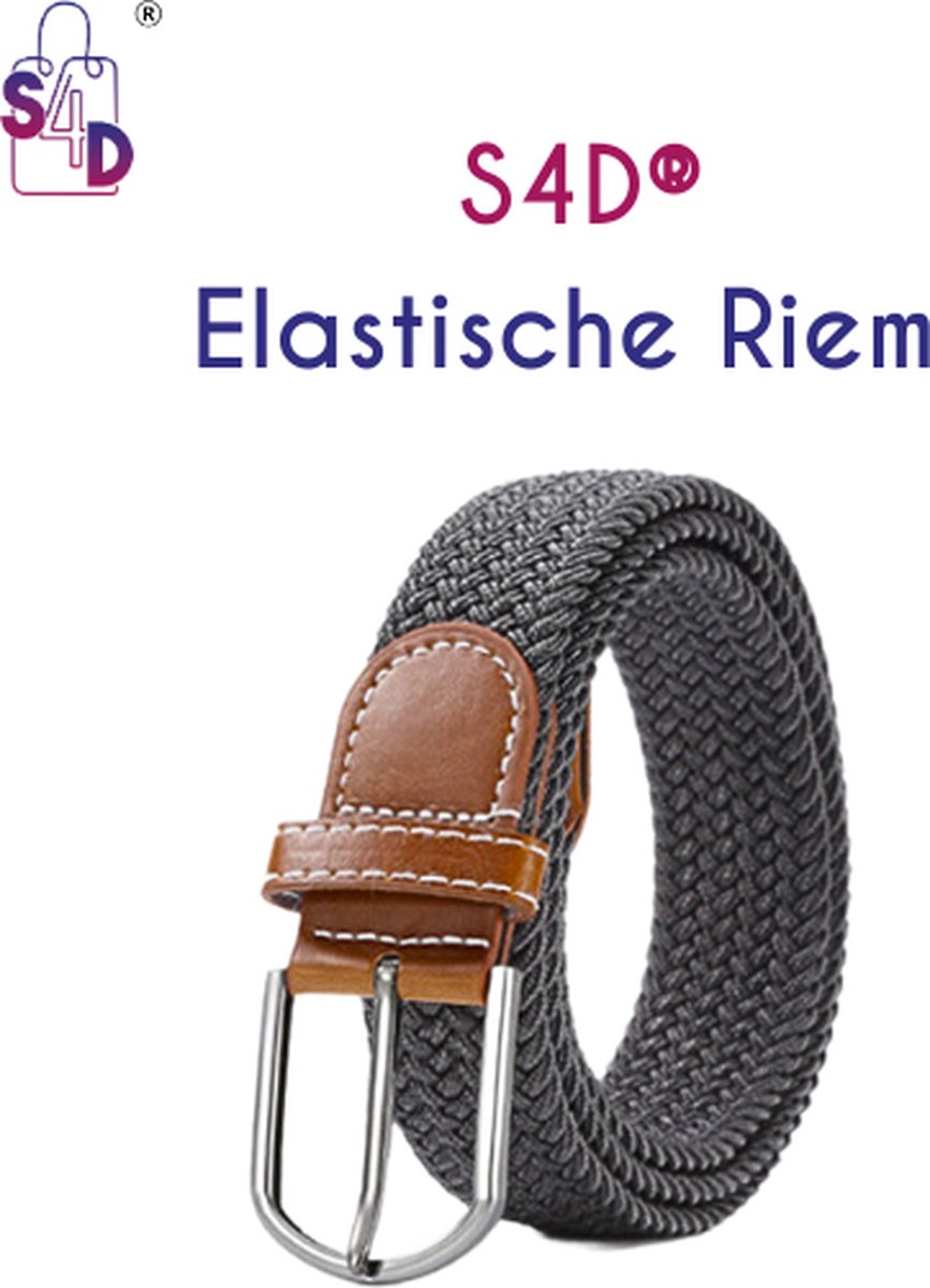 S4D® - Premium Elastische Riem - Geweven Uittrekbare Riem - Riem Voor Heren en Dames - Stijlvol En Erg Comfortabel - Grijs
