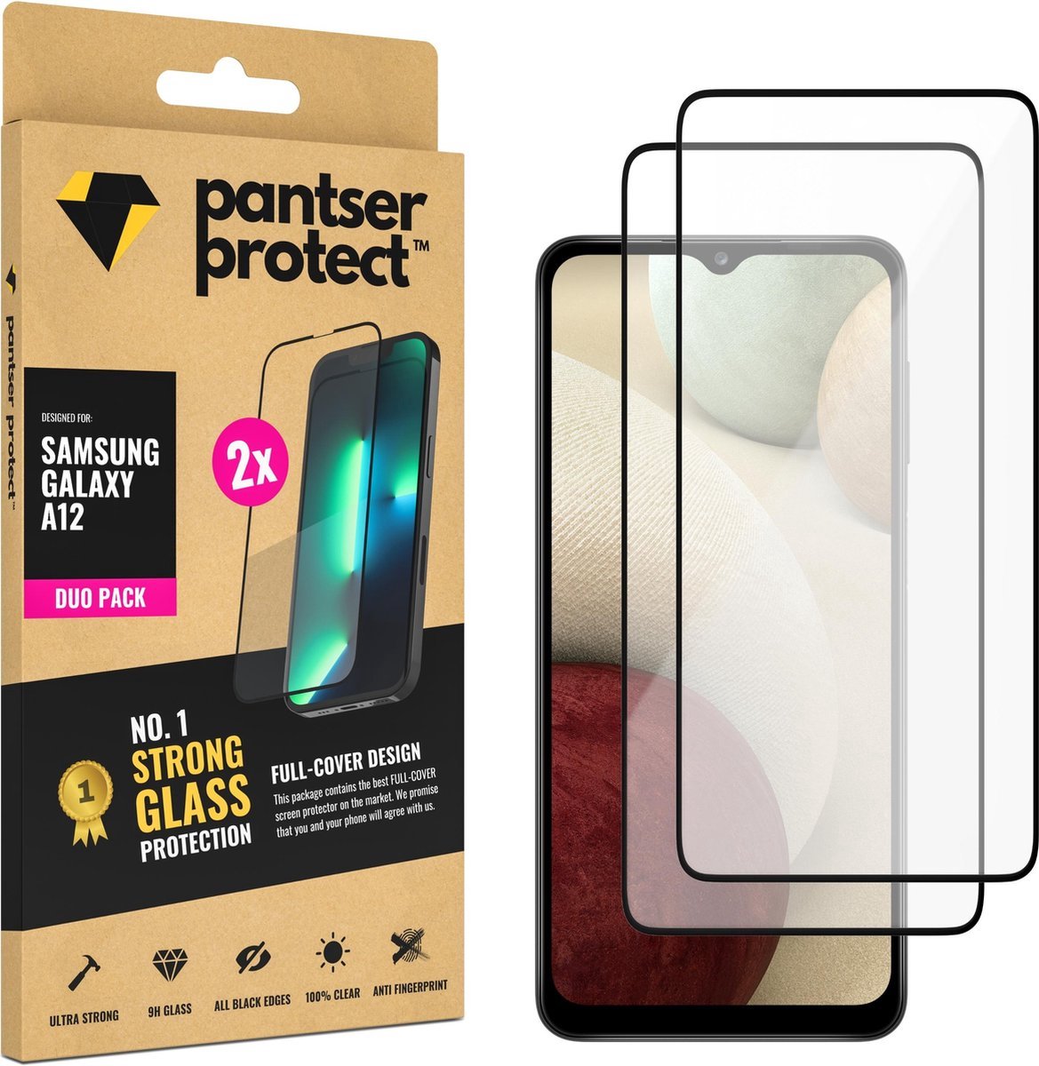 DUO-PACK - 2x Pantser Protect™ Glass Screenprotector Geschikt voor Samsung Galaxy A12 - Case Friendly - Premium Pantserglas - Glazen Screen Protector