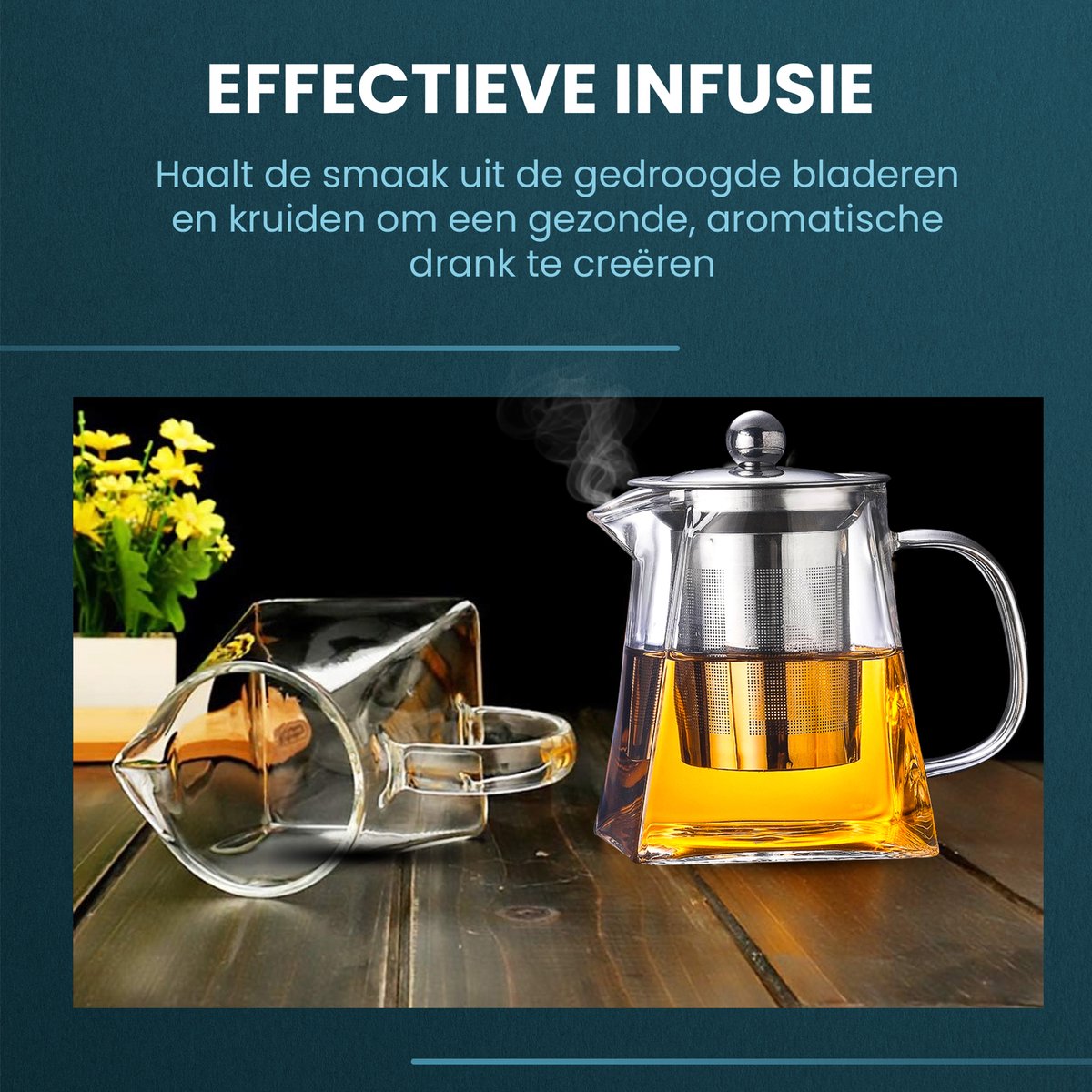 Procidi® Théière en Verres avec Filtre - Théière avec Infuseur