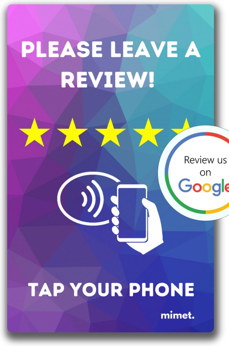 Google NFC Review card (PREMIUM)- NFC - Tap to phone recensie kaart - Boost je reviews (Gekleurd Paars / Groen)