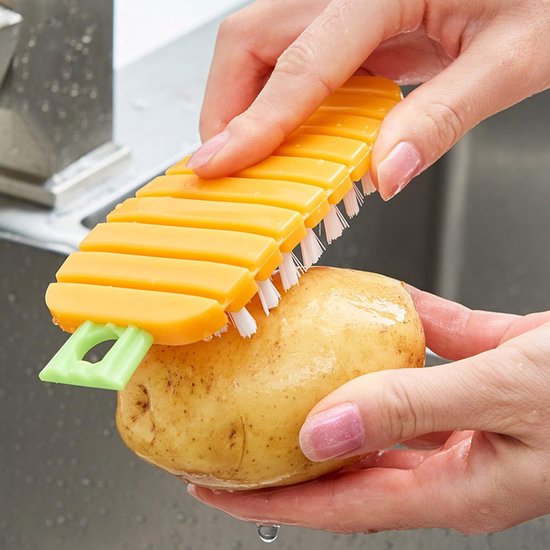 Brosse à légumes, brosse à main, brosse à fruits flexible pour nettoyant de cuisine, motif carotte, orange, 3 pièces