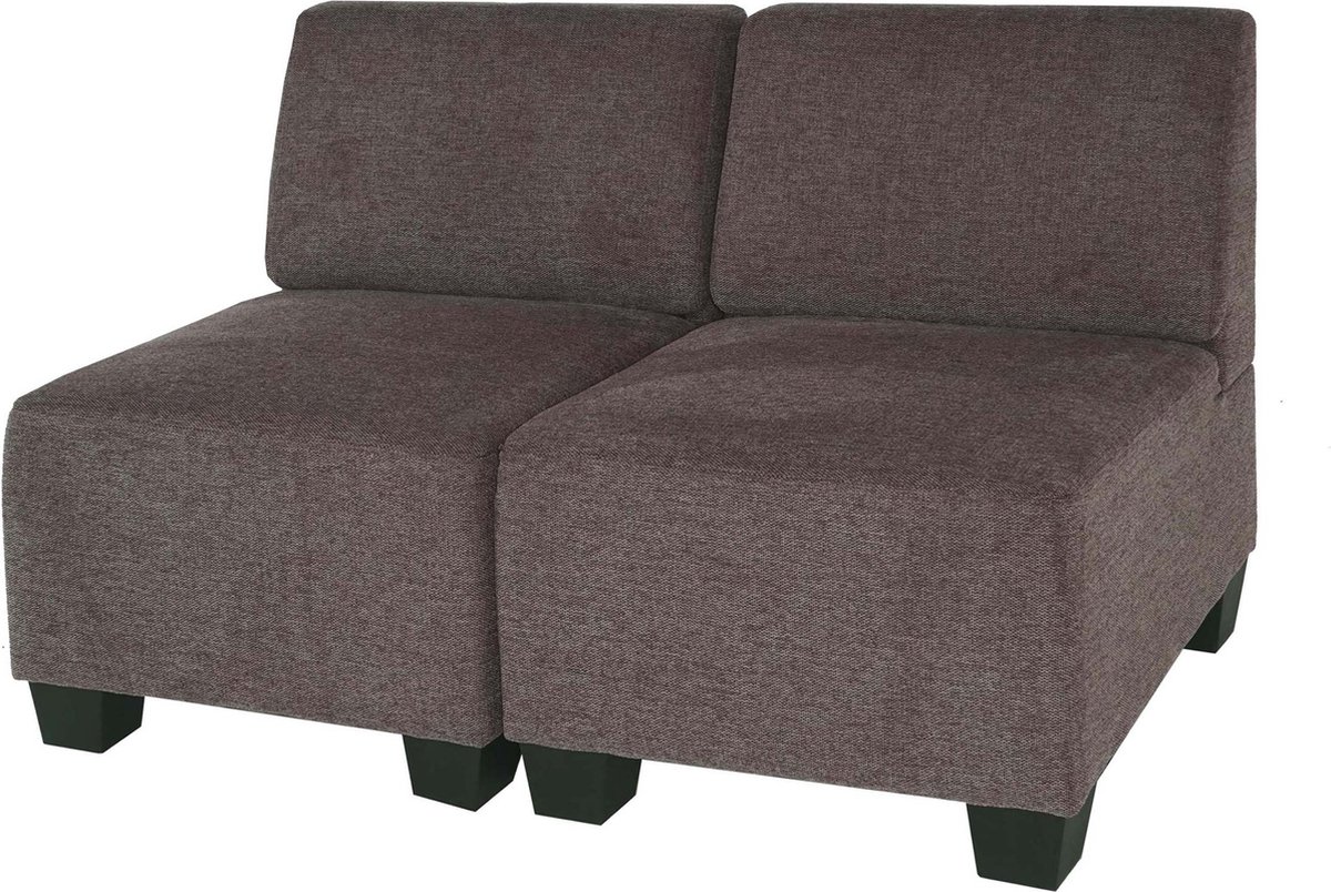 Modulaire 2-zitsbank Lyon, stof/textiel ~ bruin, zonder armleuningen