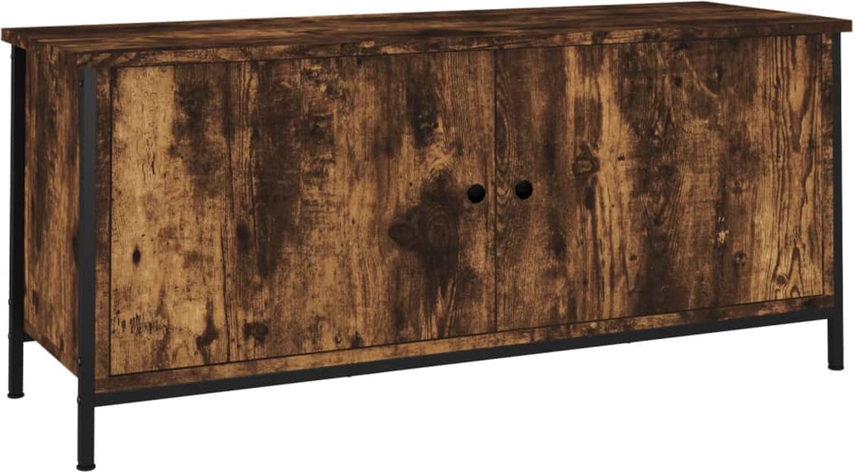 vidaXL - Tv-meubel - 102x35x45 - cm - bewerkt - hout - gerookt - eikenkleurig
