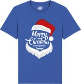 Merry Christmas Kerstbaard - Foute kersttrui kerstcadeau - Dames / Heren / Unisex Kleding - Grappige Kerst Outfit - T-Shirt - Unisex - Royal Blauw - Maat 4XL