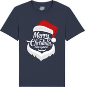 Merry Christmas Kerstbaard - Foute kersttrui kerstcadeau - Dames / Heren / Unisex Kleding - Grappige Kerst Outfit - T-Shirt - Unisex - Navy Blauw - Maat 4XL