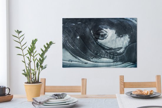 Toile de baleine à bosse gros plan 2cm 60x40 cm - Tirage photo sur toile (Décoration murale salon / chambre)