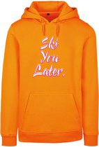 Wintersport hoodie oranje L - Ski you later - soBAD. | Foute apres ski outfit | kleding | verkleedkleren | wintersporttruien | wintersport dames en heren
