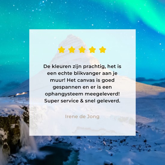 Aurores boréales au-dessus de la montagne Kirkjufell en Islande toile 2cm 90x60 cm - Tirage photo sur toile (Décoration murale salon / chambre) / Phénomènes naturels Peintures sur toile