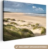 Canvas Schilderij Zand - Duin - Zee - 90x60 cm - Wanddecoratie