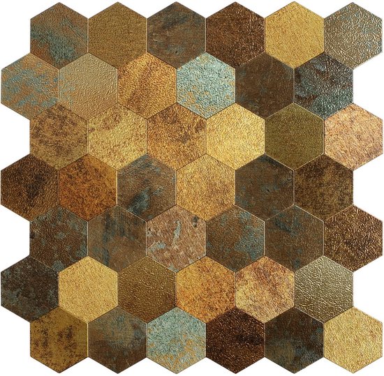 Zelfklevende Mozaïek tegels - Goud Geplaat - plaktegels - wandtegels zelfklevend -28,8x29,2cm