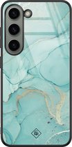 Casimoda® hoesje - Geschikt voor Samsung Galaxy S23 - Marmer mint groen - Luxe Hard Case Zwart - Backcover telefoonhoesje - Mint