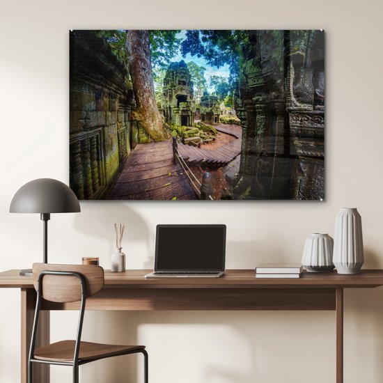 Temple de Ta Prohm en plexiglas d'Angkor Wat 90x60 cm - Tirage photo sur Glas (décoration murale en plexiglas)