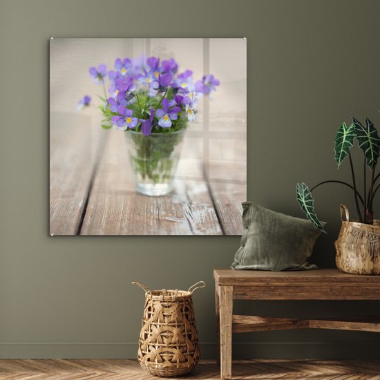 MuchoWow® Peinture sur verre 90x90 cm - Peinture sur verre - Violons dans un vase - Photo sur verre acrylique - Peintures