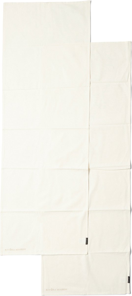 Riviera Maison Textiele Tafelloper set van 2, Plain - RM Classic Table Runner - Wit - Katoen - 2 stuks - 150x50CM