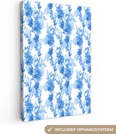 Canvas Schilderij Bloemen - Blauw - Hortensia - 40x60 cm - Wanddecoratie