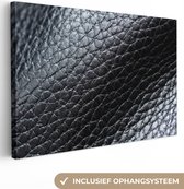 Canvas Schilderij Leer - Structuur - Zwart - Licht - 60x40 cm - Wanddecoratie