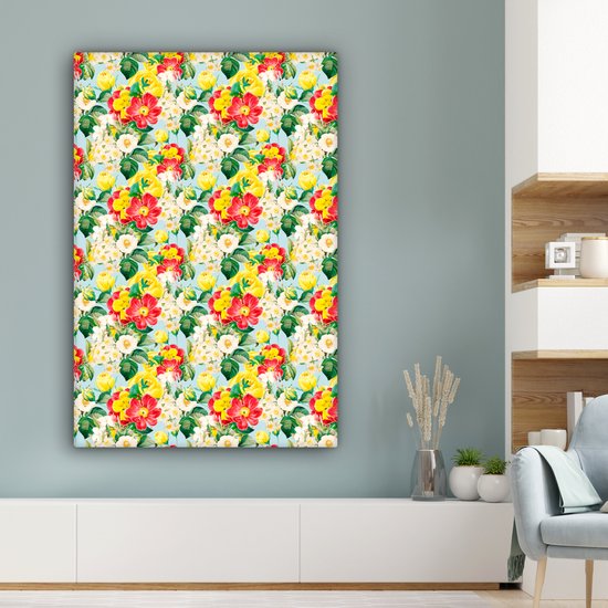 Tableau sur toile Fleurs - Pastel - Couleurs - 90x140 cm - Décoration murale