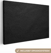 Canvas schilderij 150x100 cm - Wanddecoratie Leer - Lederlook - Zwart - Grijs - Print - Muurdecoratie woonkamer - Slaapkamer decoratie - Kamer accessoires - Schilderijen