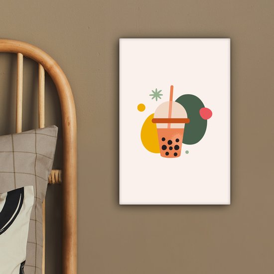 Toile Peinture Été - Couleurs - Bubble Tea - 20x30 cm - Décoration murale