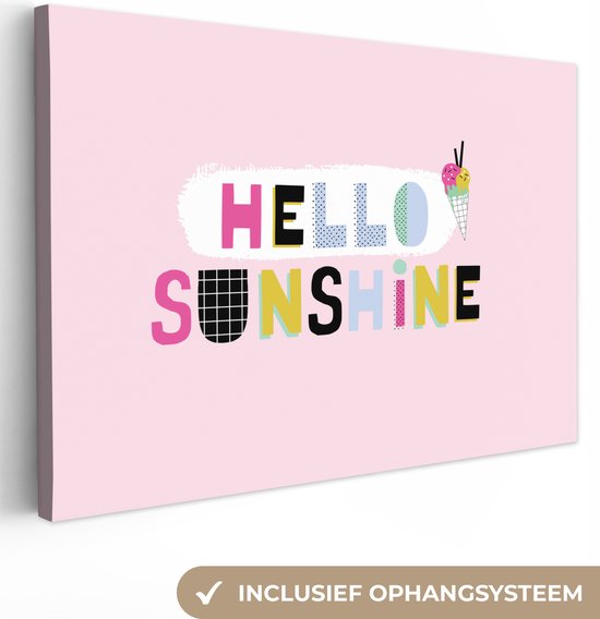 Toile Peinture Été - Glace - Rose - 30x20 cm - Décoration murale