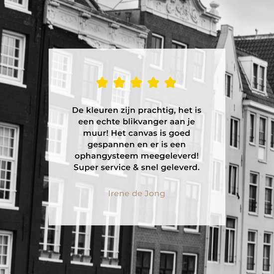 Canvas Schilderij Amsterdamse grachten zwart-wit fotoprint - 40x80 cm - Wanddecoratie