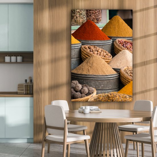Toile Peinture Herbes - Ton - Épices - Jaune - Marron - 80x120 cm - Décoration murale