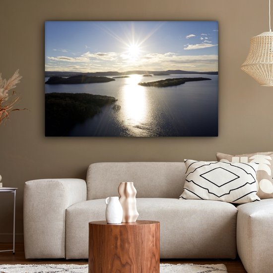 Le soleil brille sur le Loch Lomond en Ecosse Toile 120x80 cm - Tirage photo sur toile (Décoration murale salon / chambre)