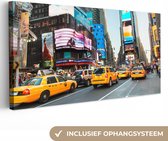 Canvas Schilderij New York - Taxi - Geel - 80x40 cm - Wanddecoratie