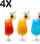 BWK Luxe Placemat - Gekleurde Cocktails - Set van 4 Placemats - 40x40 cm - 2 mm dik Vinyl - Anti Slip - Afneembaar