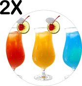 BWK Luxe Ronde Placemat - Gekleurde Cocktails - Set van 2 Placemats - 40x40 cm - 2 mm dik Vinyl - Anti Slip - Afneembaar