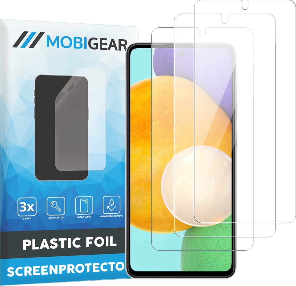 Mobigear Screenprotector geschikt voor Samsung Galaxy A52 | Mobigear Screenprotector Folie - Case Friendly (3-Pack)