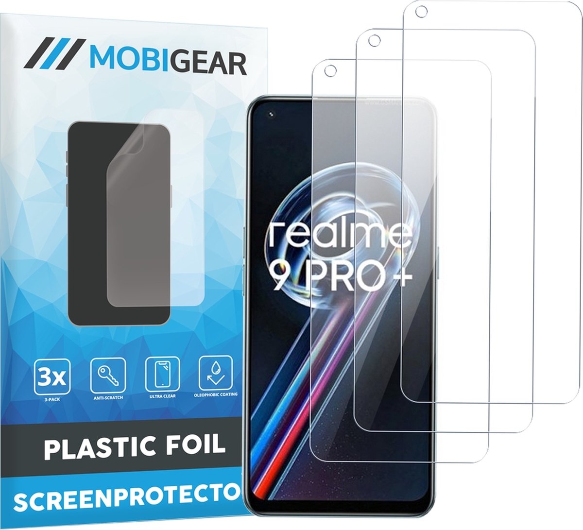 Mobigear Screenprotector geschikt voor Realme 9 Pro Plus | Mobigear Screenprotector Folie - Case Friendly (3-Pack)
