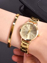 Horloge voor dames - geschenk - cadeau set met horloge - Dames Horloge - Horloge met armband - cadeautje voor haar - goud kleur- Kerst cadeau & Sinterklaas cadeau