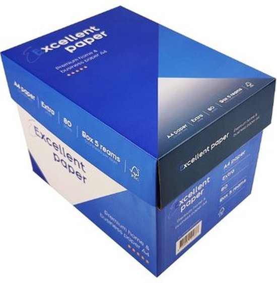 Excellent Papier A4 - 80 grammes - 1 boîte 5 paquets de 500 feuilles