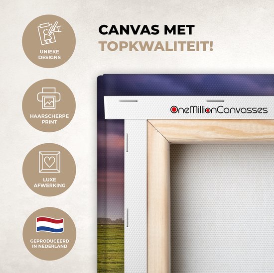 Tableau sur toile Vaches pendant un coucher de soleil - 80x40 cm - Décoration murale Art