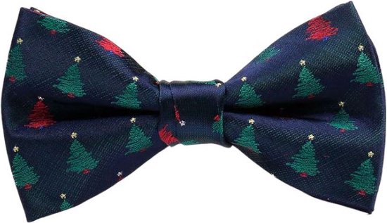 Kerst vlinderdas - bow tie - vlinderstrik kerstmis - heren - verstelbaar - Kerstboom blauw