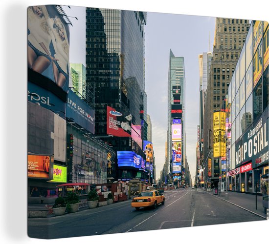 Gele taxi in Times Square Canvas 180x120 cm - Foto print op Canvas schilderij (Wanddecoratie)