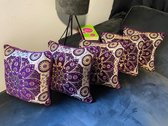 Pack of 5 Decorative cushion velvet with flower pattern, Purple Decorative cushions, Couch cushions, Gray Sofa Cushions, Cushion covers for living room, Velvet Square Pillow Case, Purple and Gold decorative pillows, Christmas gifts for home