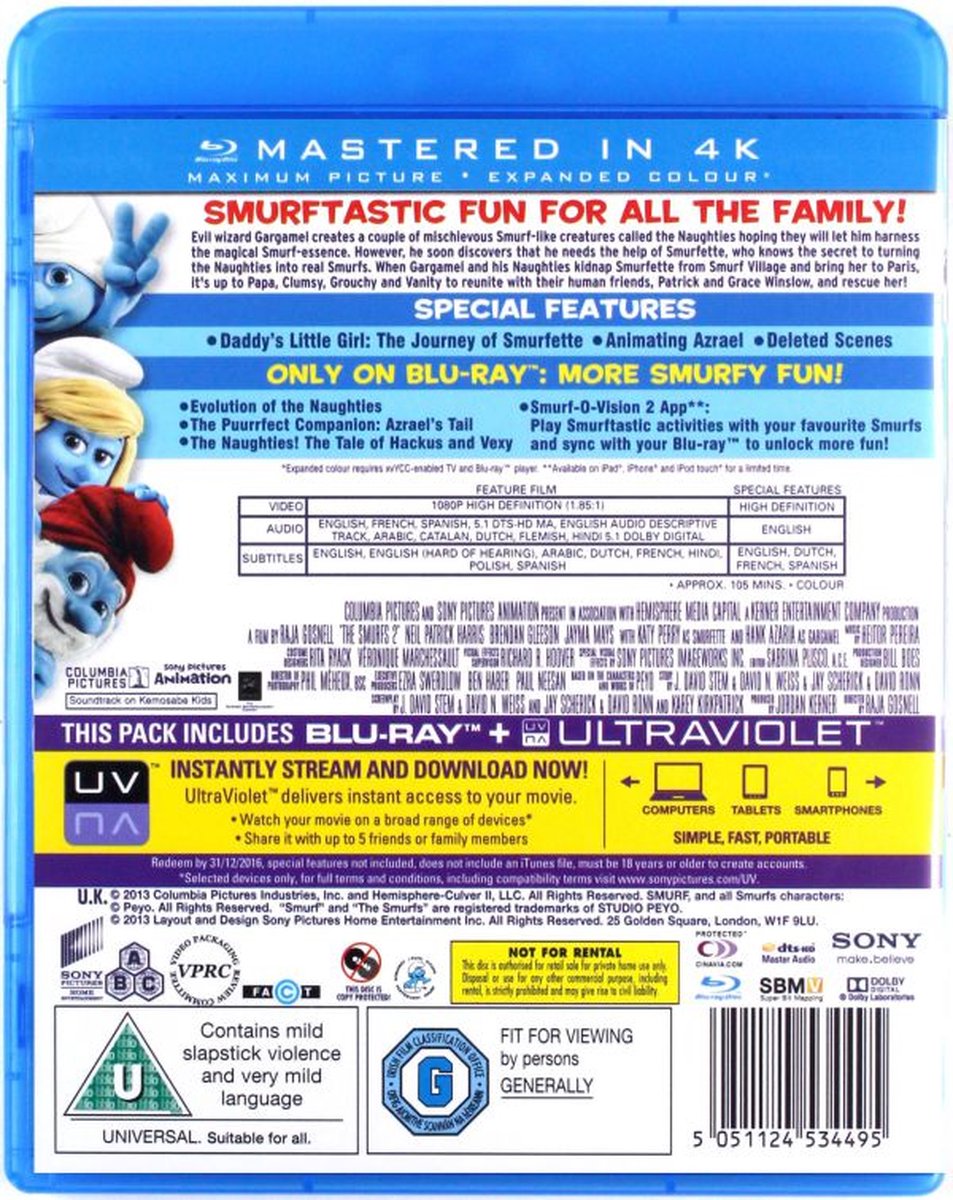 The Smurfs 2 (Ultraviolet) - Movie — cadeau in Games, Films & Muziek - foto 4