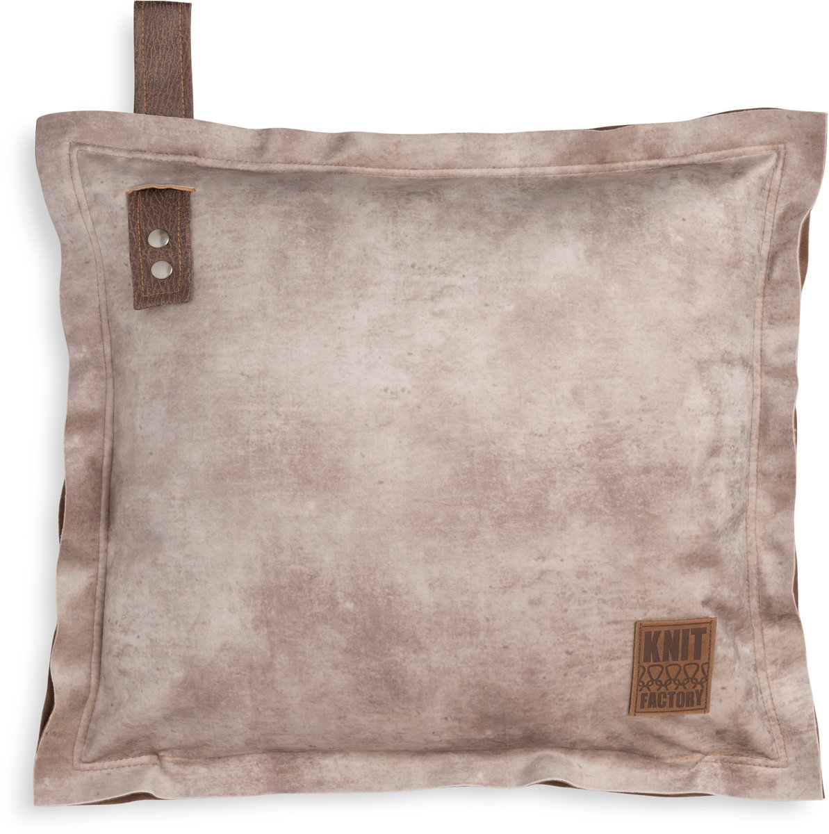 Knit Factory Dax Sierkussen - Vierkant kussen - Kussen woonkamer - Bank kussen - Decoratie kussen - Beige - 50x50 cm - Kussenhoes inclusief kussenvulling