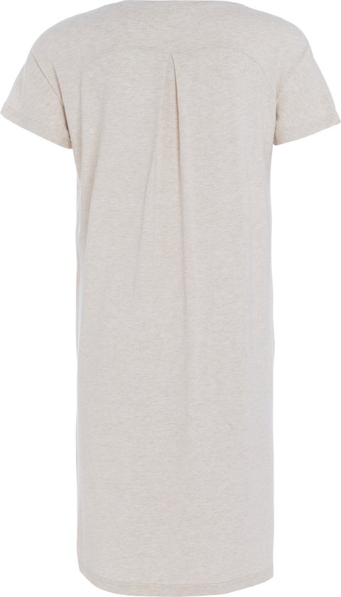 Knit Factory Lily Dress - Robe pour femme à col rond - Robe droite - Manches courtes - Robe pour le printemps et l'été - Beige - M
