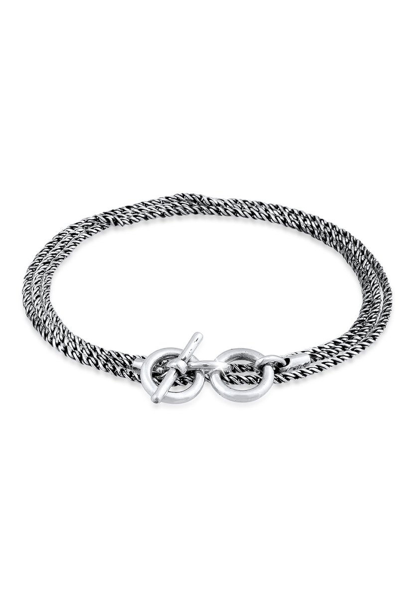KUZZOI - Armband - Heren T-Bone Massief Robuust Geoxideerd Koord Ketting in 925 Sterling Zilver - Heren