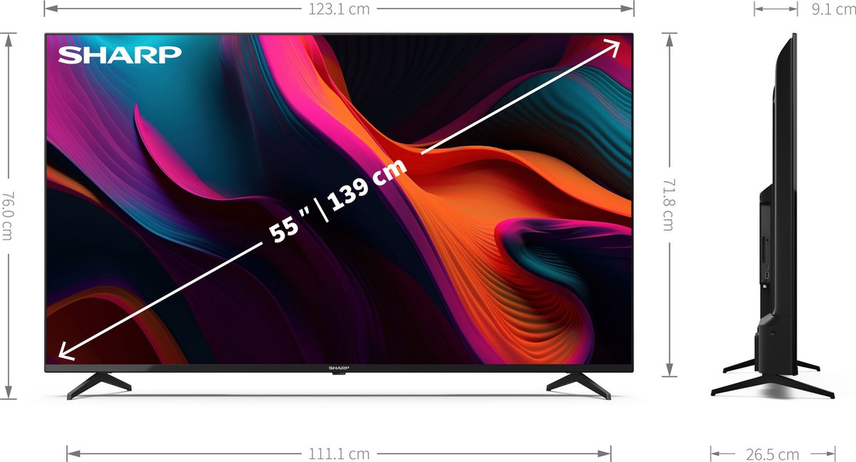 LED - 55GL4260E 55 TV | 4K - inch UHD Google TV 2023 - met Sharp bol