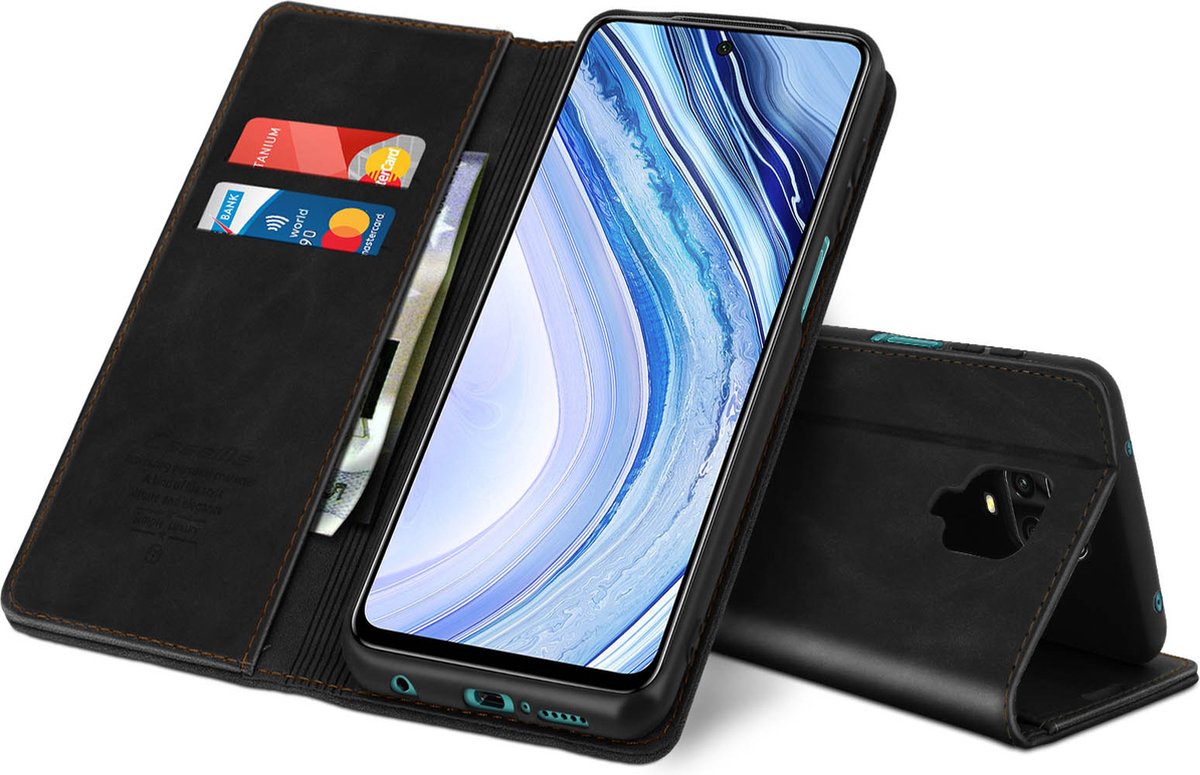 Vintage Hoes geschikt voor Redmi Note 9 Pro Max/9Pro/9S Kaarthouder CaseMe Zwart