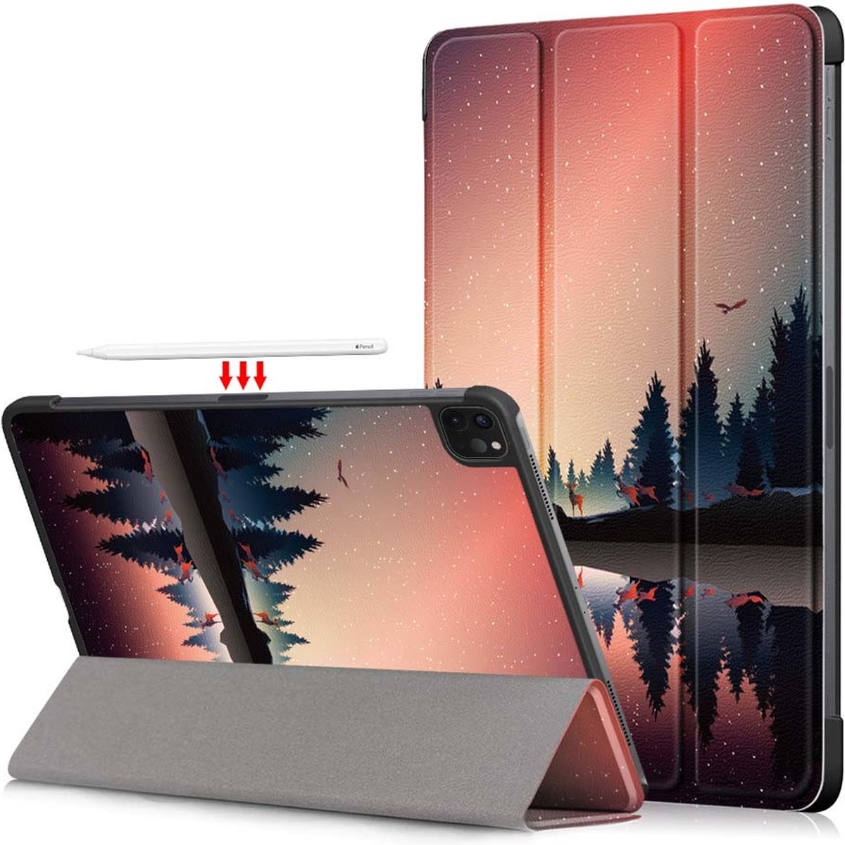 Peachy Midnight Trifold hoes geschikt voor iPad Pro 11 inch (2018 2020 2021 2022) & iPad Air 4 en 5 - zwart