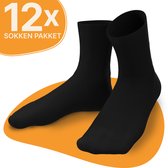 VOLQU® - BAS - 12 Paar - Premium Katoen Normale Sokken - Sokken Heren - Sokken Dames - Maat 39 42 - Zwart Sokken