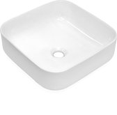 Countertop Basin, White, Countertop Basin, Ceramic, Hand-Mounted Basin, Fashionable Countertop Sink for the Bathroom and Guest Toilet, 380 x 380 x 140 mm